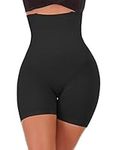 NINGMI Women High-Waisted Tummy Control Bodyshaper Butt Lifter Boyshorts Control Knickers Slimming Briefs, M, Black