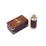 Handcrafted Nautical Decor Scout's Brass/Wood Spyglass Telescope With Rosewood Box, 7", Brass