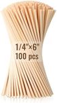 Bamboo Wooden Dowel Rods 100 PCS 1/4" x 6" Inch Round Wood Sticks for Crafts, DIY Projects and Macrame Hardwood Assorted Bouquet Sticks Cake Dowels for Tiered Cakes