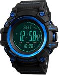 FeiWen Mens Multifunction Thermometer Altimeter Barometer Pedometer Calorie 12H/24H Stopwatch Countdown Calendar etc Outdoor Military LED Digital Sports Compass Watch Plastic Large Dial with Rubber St