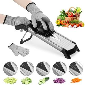 Supernal 5-in-1 Adjustable Mandolin Slicer for Kitchen V-Blade Stainless Steel Mandoline Food Slicers Vegetable Cutter,Julienne Slicer, Potato Onion Slicer with Cut-Resistant Gloves&Cleaning Brush