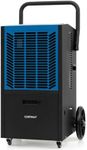 COSTWAY 163 Pint Commercial Dehumidifier, Crawl Space Dehumidifier with Pump & Drain Hose, 24H Timer & 4 Wheels, Industrial Dehumidifier for Basement, Warehouse, Water Damage Restoration (Blue)