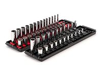 TEKTON 1/4 Inch Drive 12-Point Socket Set with Rails, 50-Piece (5/32-9/16 in., 4-15 mm) | SHD90216