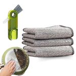 MIRARIYA New Combo - 3Pcs Non-Scratch Wire Dish Cleaning Cloth & 1Pc 3-in-1 Gap Cleaning Brush, Multipurpose Wire Dishwashing Rags - Wet & Dry, Easy Rinsing, Reusable, Kitchen Cleaning Cloth & Brush