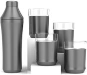 Elevated Craft Hybrid Cocktail Shaker - Premium Vacuum Insulated Stainless Steel Gunmetal Cocktail Shaker - Innovative Measuring System - Martini Shaker for the Home Bartender - 28oz Total Volume
