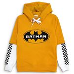 Kidsville Batman Printed Regular Fit Yellow Poly Cotton Boy's Hoodies