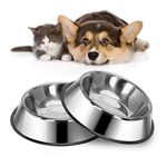 Nobleza 2 Pack Stainless Steel Small Dog Bowls - 240 ml, 15.6 cm/ 6.2 in Diameter Cat Bowl Cat Food Bowl Cat Water Bowl Puppy Bowl Puppy Feeding Bowls Pet Bowl for Kittens Cat Bowls