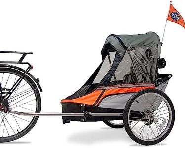 Wike Premium Double Children's Bicycle Trailer - includes Stroller Jogger Kits - accommodates up to 2 children 52in tall/100lbs, includes safety seat padding, 2 bike hitches, rear reflectors & screens