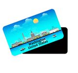 dhcrafts Rectangular Rubber Fridge Magnet/Magnetic Card Blue United States Washington Design Pack of 1 (8.6cm x 5.4cm)