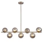 KCO Lighting Mid Century Modern 7-Light Silver Chandelier Brushed Nickel Kitchen Island Pendant Lighting Smoke Gray Glass Globe Hanging Ceiling Pendant Adjustable Round Ball Foyer Chandelier