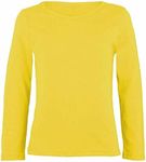 LUXFAB Kids Girls Boys New Plain Long Sleeve Basic Stretch Round Neck T-Shirt School Tee Top Size 2-13 Years Yellow
