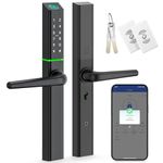 Ruveno Weatherproof Smart Door Lock with Handle: Fingerprint Keyless Entry - Digital Code Door Lock for Aluminum Wooden Door - Bluetooth Electronic Deadbolt Door Lock - APP Control - Slimline Design