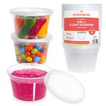 STACKABLES ~ Pack of 12 Round Plastic Food Storage Soup Container Set (16oz - 473ml) ~ Plastic Deli Containers With Lids ~ Reusable Takeaway Meal Tubs Dishwasher & Microwave Safe.