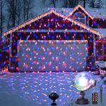 EAMBRITE Christmas Projector Lights Outdoor Multicolour Rotating Falling Snow Projector Moving Points Projection Lights Outside Christmas Decorations for House Garden Party