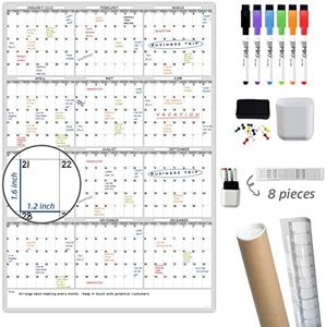 Dry Erase Wall Calendar - 38x26 Inches - Blank Undated Yearly Calendar - Whiteboard Premium Laminated Planner - Reusable Laminated Office Jumbo 12-Month Calendar (Vertical)