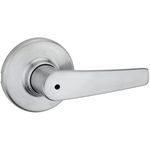 Kwikset Delta Interior Privacy Door Handle with Lock, Door Lever for Bathroom and Bedroom, Satin Chrome Reversible Keyless Turn Lock