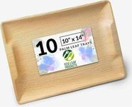 ECO Leaf 10 Disposable Wooden Serving Platter | Large 14x10 inch (35x25cm) |Like Bamboo Party Plates | Eco-Friendly, Biodegradable Heavy-Duty Plate for Wedding, Party & Picnic | Microwave & Oven Safe