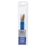 Winsor & Newton Cotman Watercolour Synthetic Hair Brush - Assorted Set- Short Handle - Pack of 4 - Round (2&4), Rigger (1) One Storke (1/4")