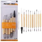 KABEER ART Ceramic 11 Pcs Wooden Handle Clay Pottery Sculpting Tools