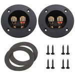 YTYKINOY 2 Pcs Black 3" Round 2-Way Speaker Box Terminal Binding Post Screw Cup Connector Subwoofer Plug