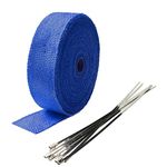 Mintice 5CM X 5M Fiberglass Roll Blue Racing Exhaust Heat Header Pipe Wrap Tape Shield Sleeve Thermal Protection 6 Locking Ties Car Motorcycle