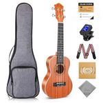 Ranch Concert Ukulele 23 inch Professional Wooden Ukelele Instrument Kit with 12 Online Lessons Small Hawaiian Guitar ukalalee Starter Pack Bundle Gig bag, Tuner, Strap, Aquila Strings Set