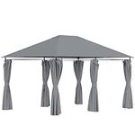 Outsunny 10' x 13' Outdoor Patio Gazebo Garden Pavilion Backyard Canopy Party Tent Shelter Summer Sun Shade w/Steel Frame and Curtains, Grey