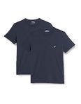 Emporio Armani Underwear Men's 2-Pack T-Shirt Crew Neck Logo, Marine/Marine, L