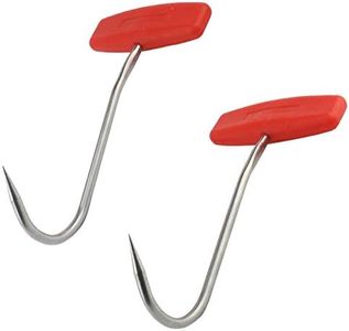 TinaWood 2PCS Meat Hooks for Butchering,T Shaped Boning Hooks with Handle 6 inch Stainless Steel Butcher Shop Tool Kit (Orange x2)