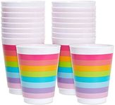 Sparkle and Bash 16 oz Plastic Tumbler Cups for Kids, Rainbow Party Supplies (16 Pack)