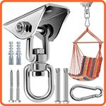 Heavy Duty Swing Hangers 360°Rotate Heavy Duty Hooks for Hanging 304 Stainless Steel Swivel Hammock Hooks Swing Hook for Ceiling Wooden Porch, Gym Yoga Suspension Hooks Swing kit With 400 kg Capacity