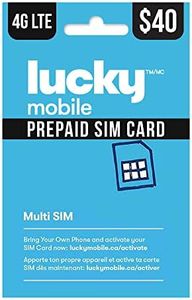 Lucky Mobile 4G LTE Prepaid 40$ SIM Card Starter Kit - Unlimited Talk Canada + 50 GB (4G Network) | 1 Month Prepaid Service Incl. | Pay as You go | Canada | Prepaid | Promotion