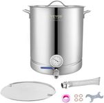 VEVOR Stainless Steel Kettle, 16 Gallon Brewing Pot, Tri Ply Bottom for Beer, Brew Kettle Pot, Home Brewing Supplies Includes Lid, Handle, Thermometer, Ball Valve Spigot, Filter, Filter Tray