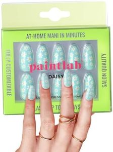 PaintLab Press On Nails - 30 Piece Fake Nails with Glue, Nail File, Prep Pad & Cuticle Stick | Non Toxic & Cruelty Free | Long Lasting & Complete Glue On Nails for Women & Girls (Daisy Almond)