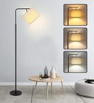 Ruiever Floor Lamp for Living Room with 3 Color Temperatures,Modern Standing Lamp with Adjusted Linen Shade,Black Tall Industrial Lamps for Bedroom Office 9W LED Bulb Included.Classic Arc Floor Lamp