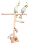 Sage Square 16 Inches, 41 cm Natural Wood Training Cum Exercise 3 Stairs Playful Perch Bird Stand