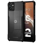 Fashionury Shockproof Crystal Clear Back Cover Case for Motorola Moto G32 | 360 Degree Protection | Protective Design | Transparent Back PC & TPU | Black Bumper