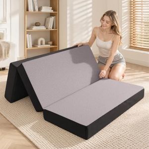 Foldable Mattress Queen 6 inch, Tri Fold Floor Bed Sleeping Pad Memory Foam | Folding Mattress 78*58*6", Floor Mattresses Portable, Removable Machine Washable Cover, Sleepover Nap, Guest Travel RV, Grey
