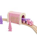 Bigjigs Rail Pink Brick Tunnel - Wooden Train Set Accessories, Tunnels For Trains & Railway Sets, Classic Kids Toys, Compatible With Other Major Wood Rail Brands, For 3+ Year Olds