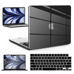 IBENZER Kompatibel mit M2 2023 2022 MacBook Air 13 Zoll Hülle, Modell A2681, Crystal Black, AT13-KK-CYBK+2 10