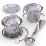 Apace Loose Leaf Tea Infuser (Set of 2) with Tea Scoop and Drip Tray - Ultra Fine Stainless Steel Strainer & Steeper