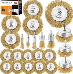 Wire Wheel Brush Cup Brushes Set,23 Pack Steel Wire Brush Kit for Drill 1/4-Inch Shank 0.012-Inch Brass Coated Carbon Crimped for for Polishing,Deburring,Degreasing and Corrosion Removal