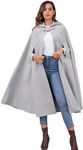 Gihuo Cape Poncho Women's Hooded Maxi Cloak Casua Coat Winter Warm Long Cloak Cosplay Costumes Outerwear（Grey）