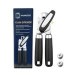 Khanzoo Magnetic Can Opener - Manual Can Opener with Smooth Edges, Comfortable Grip & Sharp Cutting Blades - Heavy Duty Stainless Steel Tin Opener with Two Replacement Blades