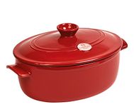 Emile Henry 91344560 Flame Oval Stewpot Dutch Oven Bakeware, 33.5 x 26.5 cm/13 x 10.5 in 6L/6.3 qt, Grand Cru