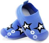 Non-Slip Baby Socks Shoes, [Cute Star] Breathable Toddler First Walker Shoes Lightweight Boy Girl Walking Shoes Baby Infant Kids Slippers with Soft Rubber Sole Slip-on Sneakers Outdoor Indoor