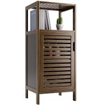 HITNET Bathroom Cabinet, Bamboo Floor Cabinet Free Standing, 4 Tier Sofa Side Storage Cupboard for Living Room Kitchen Bedroom, Walnut