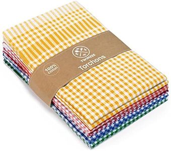 Twinzee Torchon Cuisine (Set de 5) 100% Coton Oeko Tex 180 GSM - 47x67 cm - Torchon à Carreaux Design Retro - pour Sécher la Vaisselle et Les Mains - Multicolore
