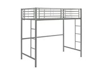 WE Furniture Walker Edison Silver Metal Twin over Loft Bunk Bed Twin Size Bedframe with Ladder