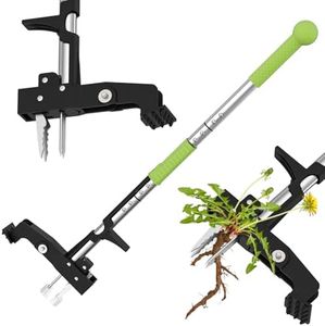 Ergohortus Stand Up Weed Remover Tool, 4-Claw Weed Puller Root Remover for Garden, Patio, Lawn, Long Handle Dandelion Removal Tool and Weed Extractor, No Bend Garden Weeder Tool with Foot Pedal